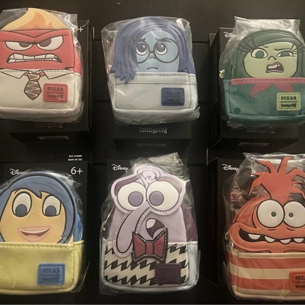 Loungefly Inside Out 2 Bag Charm Keychain Complete Set - Picture 2 of 5